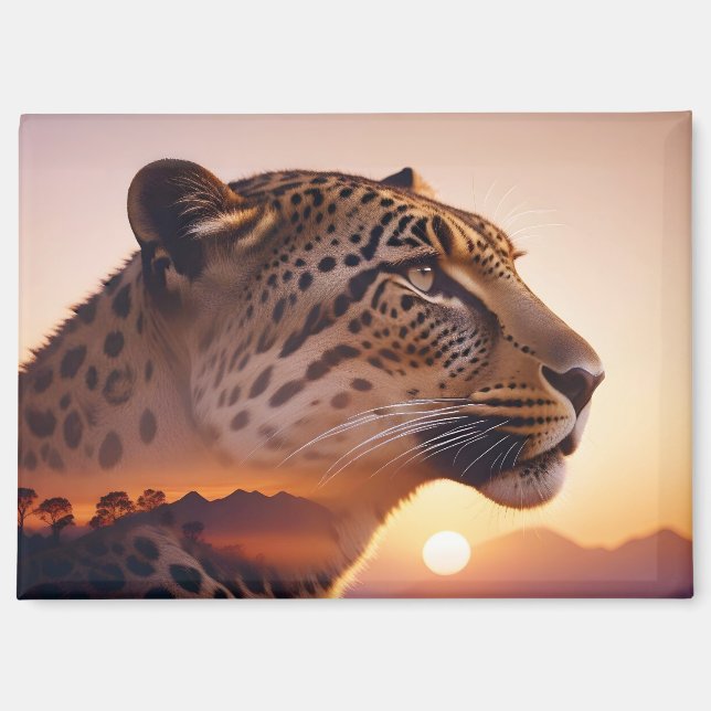 Leopard Double Exposure Animal Nature Wilderness  Magnet (Front)