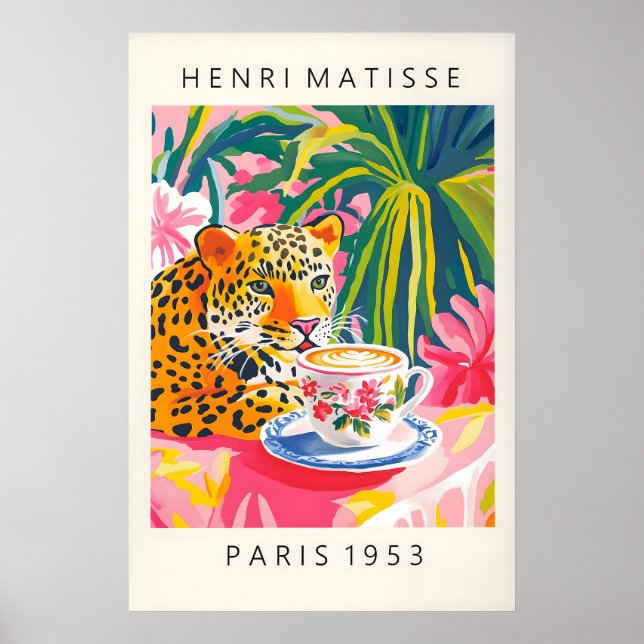 Leopard Drinking Coffee Art Print Henri Matisse (Front)