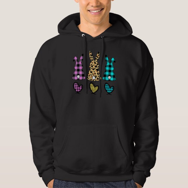 Leopard Easter Bunny Rabbit Trio Cute Easter Day 1 Hoodie (Front)