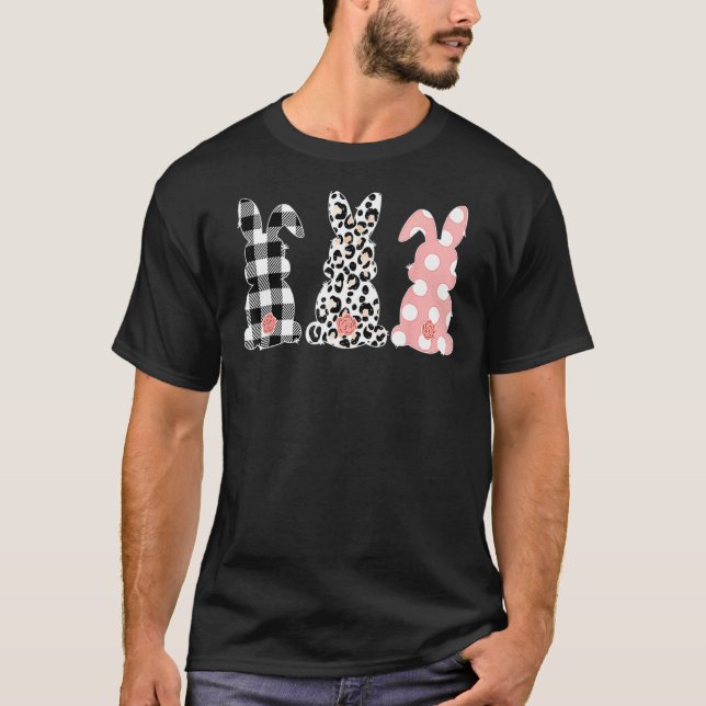 Leopard Easter Bunny Rabbit Trio Cute Easter Day 1 T-Shirt (Front)