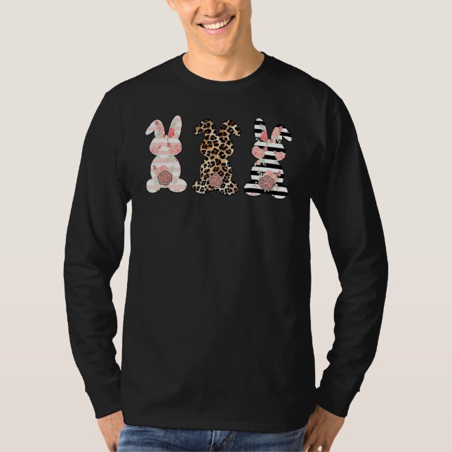 Leopard Easter Bunny Rabbit Trio Cute Easter Day 8 T-Shirt (Front)