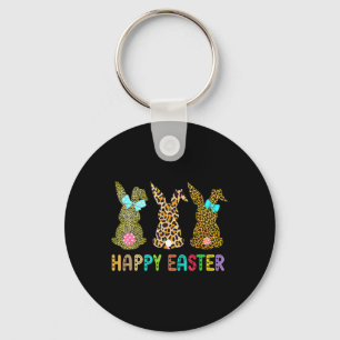 Leopard Easter Bunny Rabbit Trio Cute Easter Day Keychain