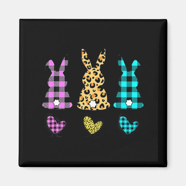 Leopard easter bunny rabbit trio cute easter day  magnet (Front)