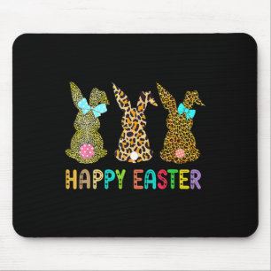Leopard Easter Bunny Rabbit Trio Cute Easter Day Mouse Pad