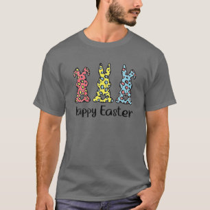 Leopard Easter Bunny Rabbit Trio Cute Easter Day T-Shirt