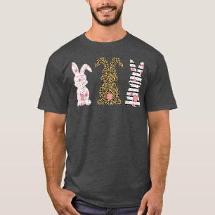 Leopard Easter Bunny Rabbit Trio Cute Easter Day T-Shirt