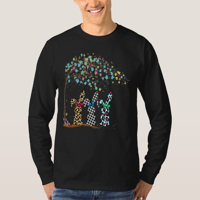 Leopard Easter Bunny Rabbit Trio Cute Easter Eggs  T-Shirt (Front)