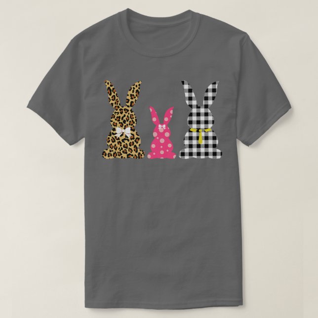 Leopard Easter Bunny Rabbit Trio Cute Easter Match T-Shirt (Design Front)