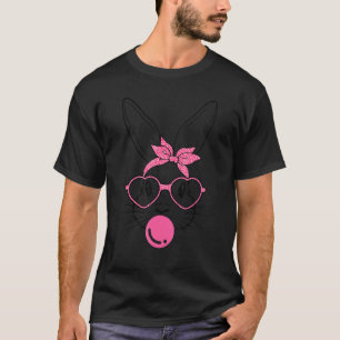 Leopard Easter Day Cute Bunny With Bandana Glasses T-Shirt