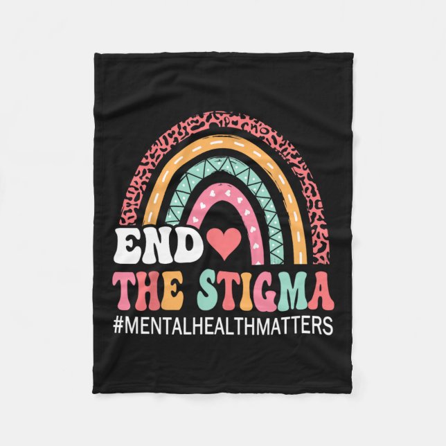 Leopard End The Stigma Mental Health Problems Supp Fleece Blanket (Front)