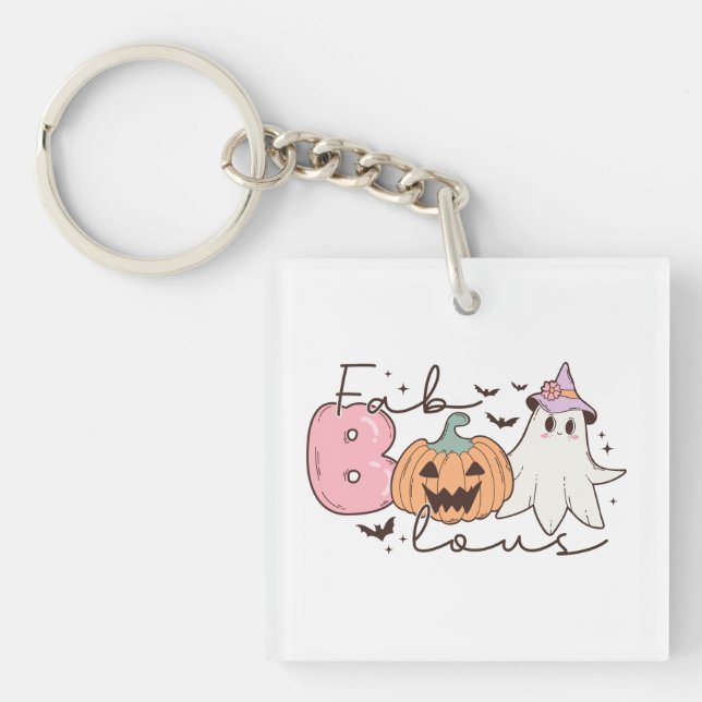 Leopard Fab Boo Lous Halloween Keychain (Front)
