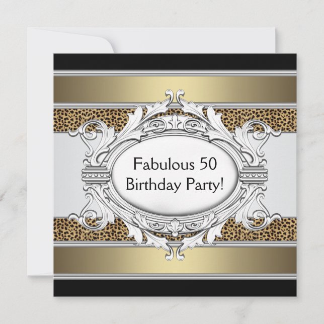 Leopard Fabulous 50th Womans 50th Birthday Party Invitation (Front)