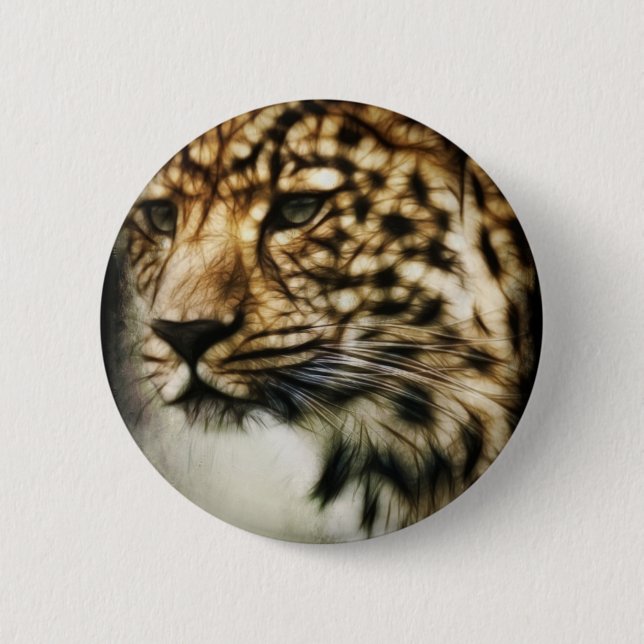 Leopard face 2 inch round button (Front)