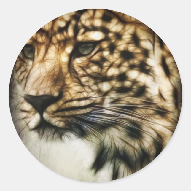 Leopard face classic round sticker (Front)