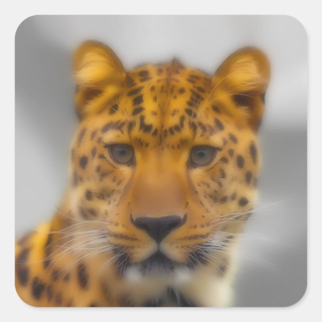 Leopard Face Square Sticker (Front)