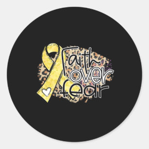 Leopard Faith Over Fear Childhood Cancer Awareness Classic Round Sticker