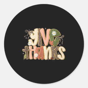 Leopard Fall Give Thanks Coquette Latch Hook Yarn  Classic Round Sticker