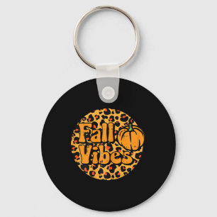 Leopard Fall Vibes Cute Autumn Thanksgiving Women  Keychain