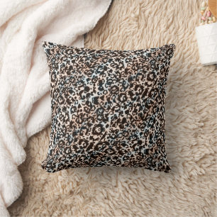leopard, fashionable, spotted, brown, beige, skin, throw pillow