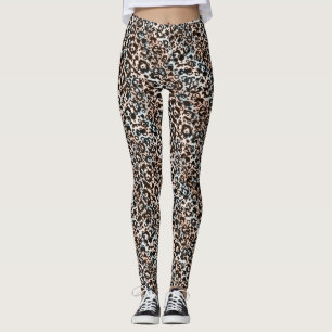 leopard, fashionable, spotted, brown leggings
