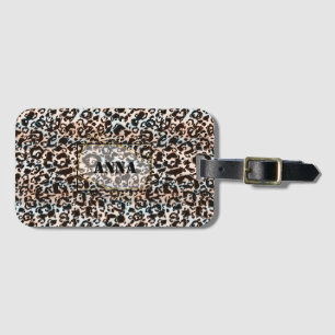 leopard, fashionable, spotted, brown,personalized luggage tag