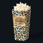 Leopard Faux Foil Popcorn Favor Box<br><div class="desc">A wild leopard print pattern popcorn boxes features your thank you message on the front and back in chic lettering on gold faux foil. Fun for woman's birthday party favor boxes,  bridal shower boxes,  girls night out and more. MATCHING items in our collection.</div>