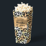 Leopard Faux Foil Popcorn Favor Box<br><div class="desc">A wild leopard print pattern popcorn boxes features your thank you message on the front and back in chic lettering on gold faux foil. Fun for woman's birthday party favor boxes,  bridal shower boxes,  girls night out and more. MATCHING items in our collection.</div>