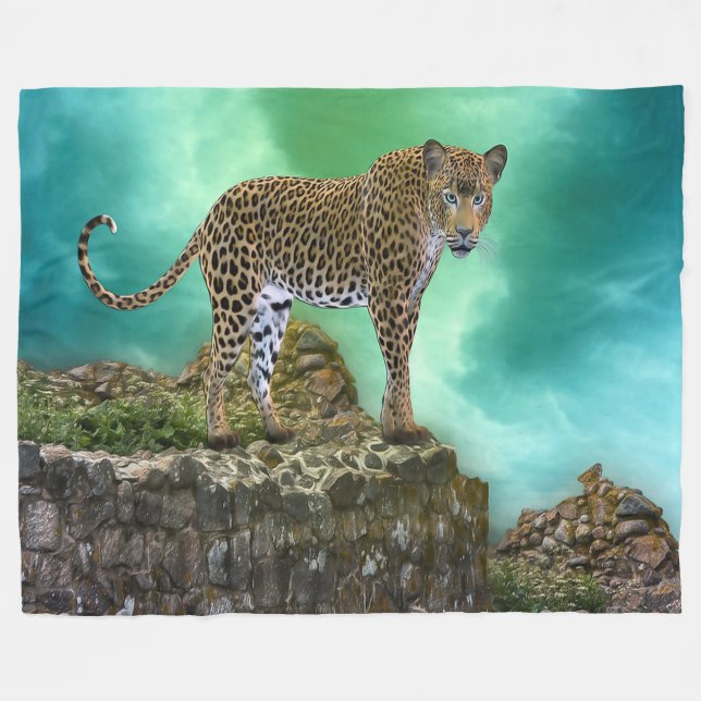 Leopard Fleece Blanket (Front (Horizontal))