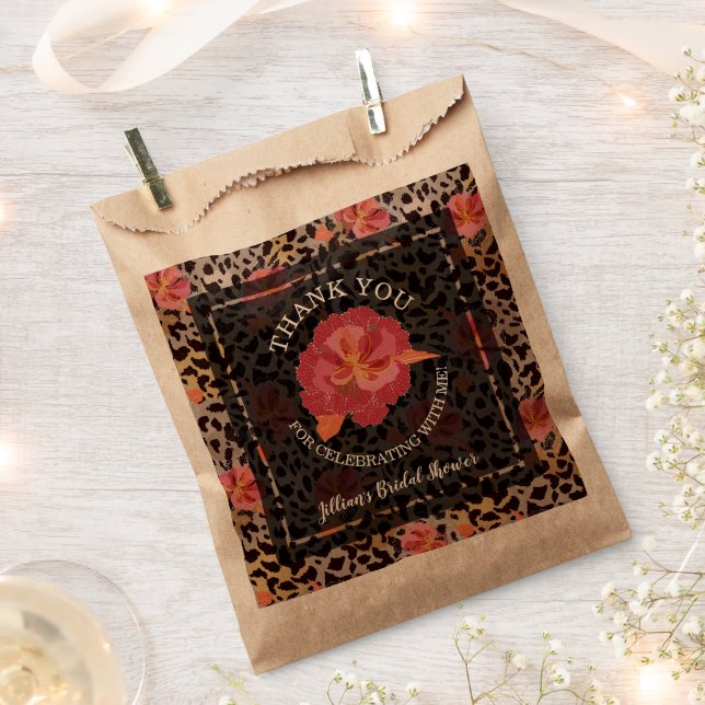 Leopard Floral Bridal Shower Thank You Favour Bag (Clipped)