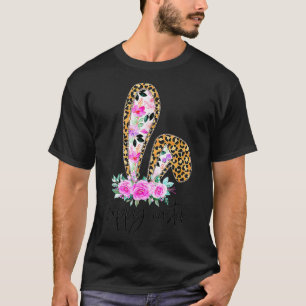 Leopard Floral Hoppy Easter & Bunny Ear Family Eas T-Shirt