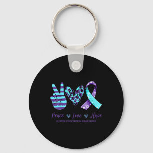 Leopard Floral Ribbon Peace Love Hope Suicide Prev Keychain