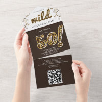 Leopard Foil Balloon 50th Birthday QR Code RSVP Al