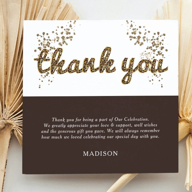 Leopard Foil Balloon Script Birthday  Thank You Card (Creator Uploaded)