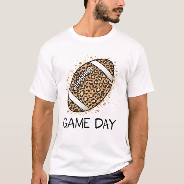 Leopard Football Mom Game T-Shirt (Front)