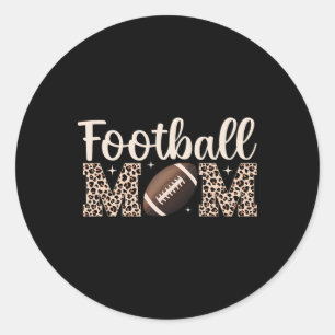 Leopard Football Mom Mama Women Football Player Mo Classic Round Sticker