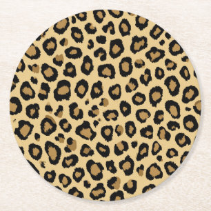 Leopard for Baby Shower Round Paper Coaster