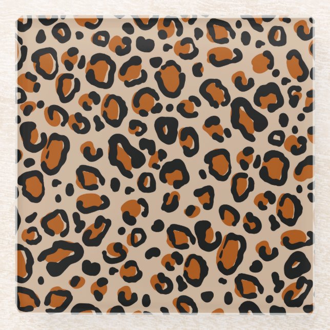 Leopard fur design, seamless pattern. glass coaster (Front)