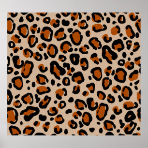 Leopard fur design, seamless pattern. poster