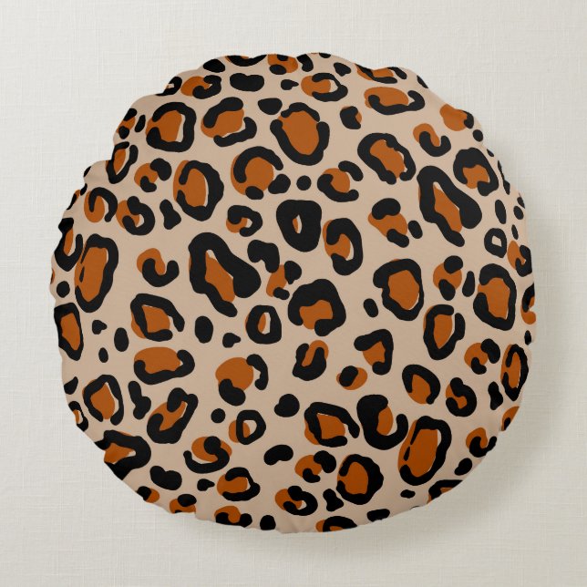 Leopard fur design, seamless pattern. round pillow (Front)