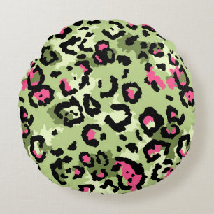 Leopard fur, fashionable seamless pattern. round pillow