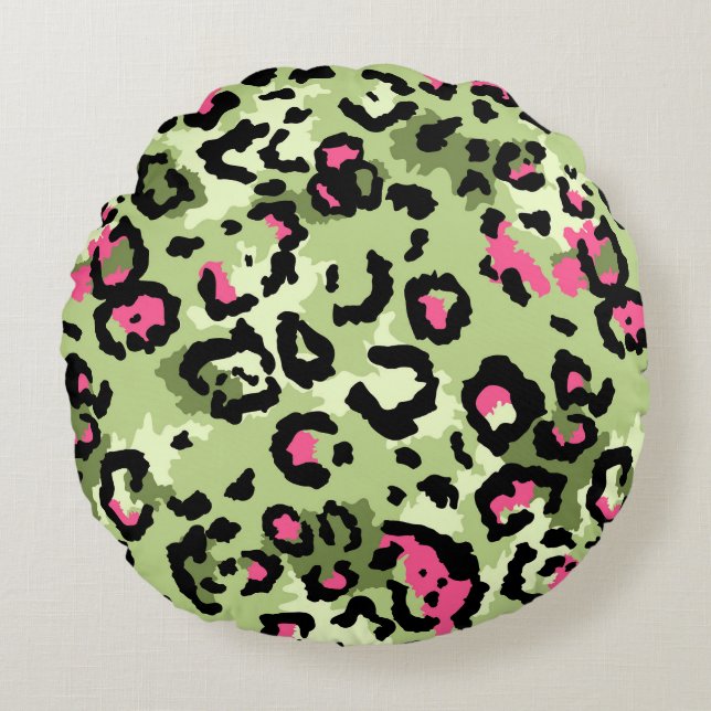 Leopard fur, fashionable seamless pattern. round pillow (Front)