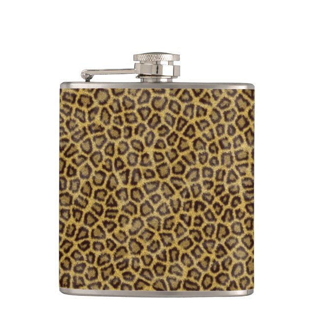 Leopard Fur Hip Flask (Front)