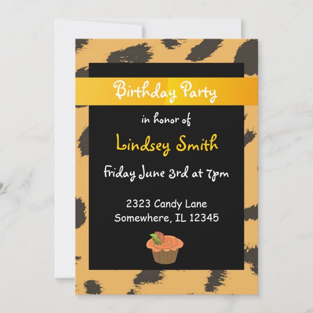 Leopard Fur Pattern Birthday Invitation (Front)