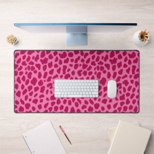 Leopard Fur Pattern Trendy y2k Fuchsia Pink  Desk Mat