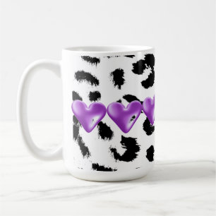 Leopard Fur Pattern With Hearts Coffee Mug