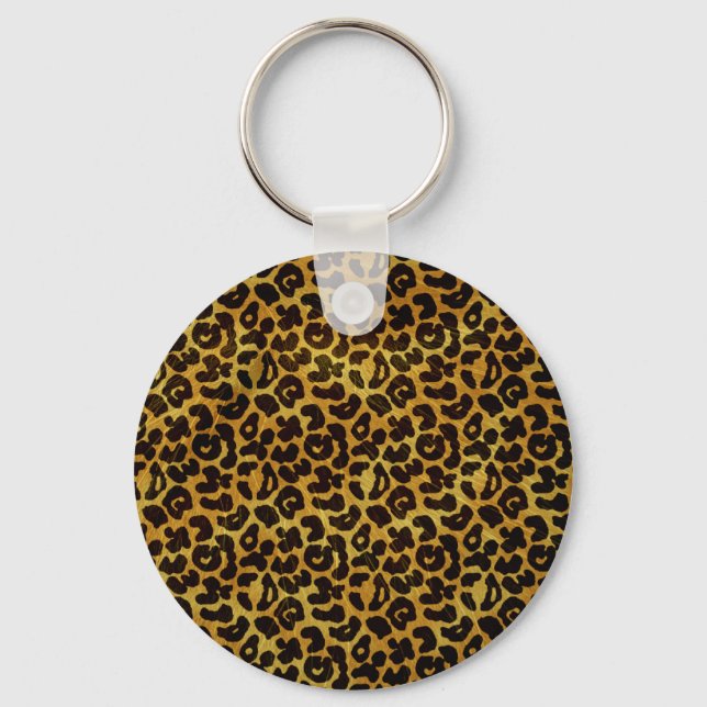 Leopard Fur Print Animal Pattern Keychain (Front)
