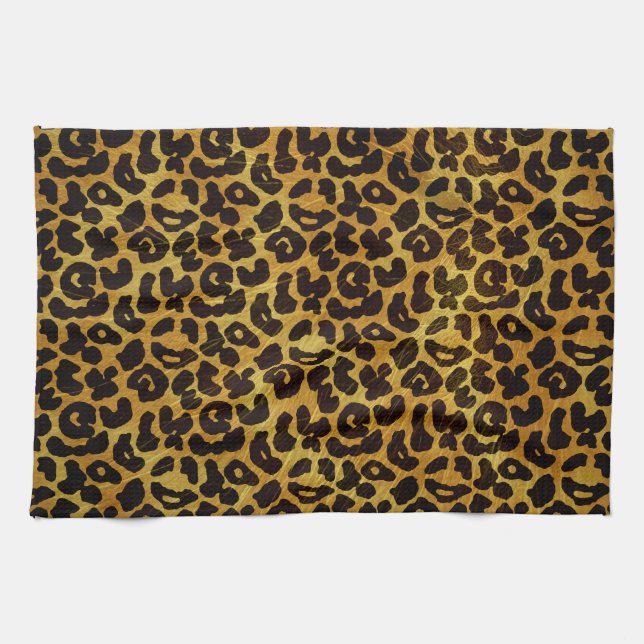 Leopard Fur Print Animal Pattern Kitchen Towel (Horizontal)