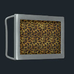 Leopard Fur Print Animal Pattern Rectangular Belt Buckle<br><div class="desc">This trendy belt buckle features a splotched leopard print pattern with black animal spots on an orange-yellow-gold fur background. Bring out the wild cat in you with this cool feline design. It's the perfect bold,  original look for animal lovers. Check our shop for matching items.</div>