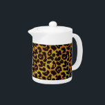 Leopard Fur Print Animal Pattern Tea Pot<br><div class="desc">This trendy tea pot features a splotched leopard print pattern with black animal spots on an orange-yellow-gold fur background. Bring out the wild cat in you with this cool feline design. It's the perfect bold,  original look for animal lovers. Check our shop for matching items.</div>