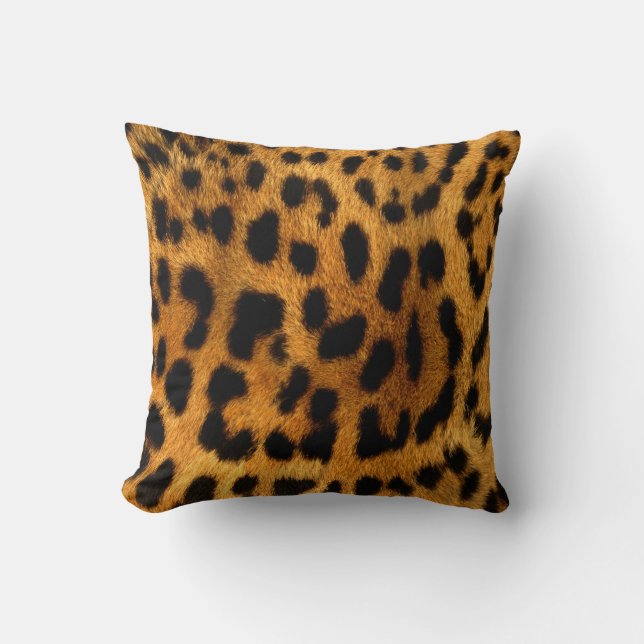 Leopard Fur Print Throw Pillow (Front)